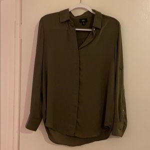 Olive Green Button-Down Blouse
